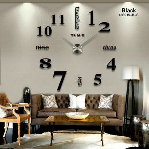  Teenager Shop אקססוריז לחדרי נוער Large Wall Clock Big Watch Decal 3D Stickers Roman Numerals DIY Wall Modern Room